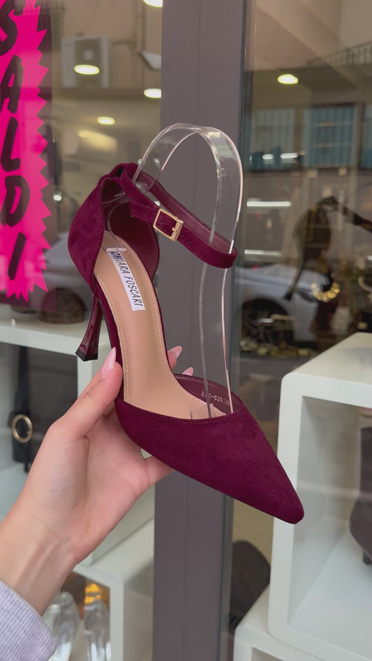 decolleté bordeaux in camoscio