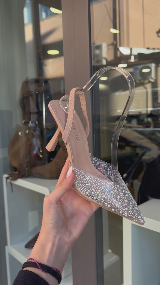 slingback PERLE e SWAROVSKI