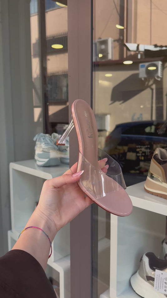 ciabatte con tacco trasparente