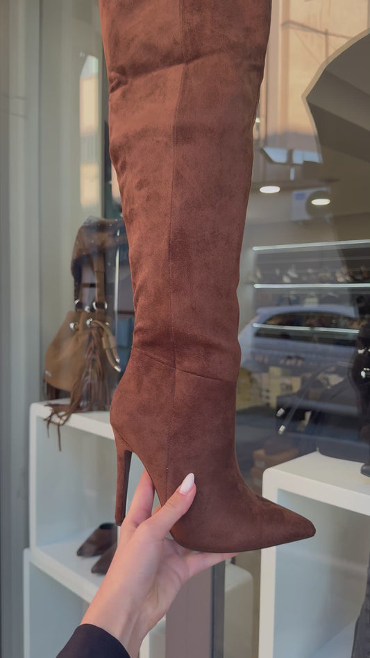 stivali scamosciati marroni ELETTRA