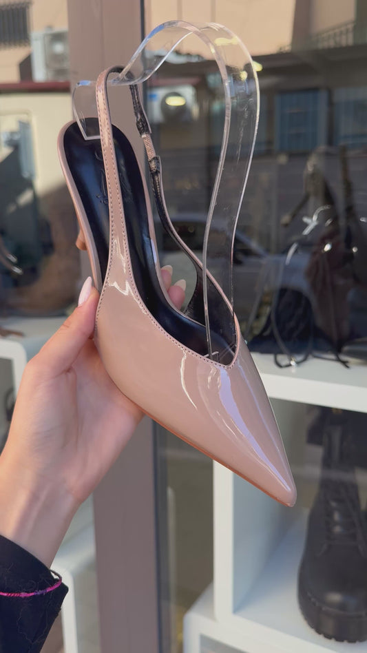 slingback beige in vernice