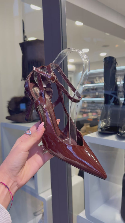 decolleté HEART marroni lucide